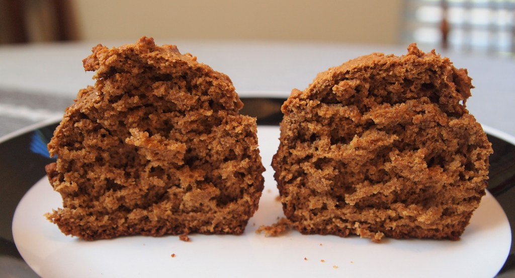 Sour milk gingerbread cut in half, showing a bread-like texture.